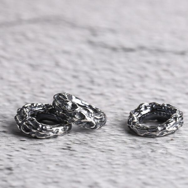 bumpy surface bead, ring bead, spacer bead, s925 sterling silver, silver bead, oxidized silver bead - Image 3