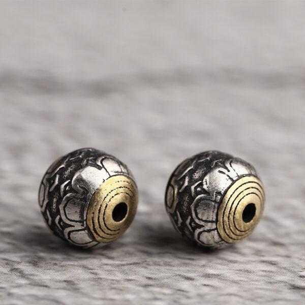 lotus flower bead, flower bead, round bead, spacer bead, s925 sterling silver, silver bead, oxidized silver bead - Image 3