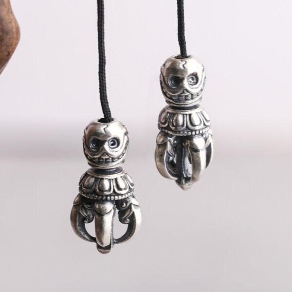 skull head charm, bracelet buckle, necklace buckle, s925 sterling silver, silver bead, silver charm, oxidized silver bead - Image 3