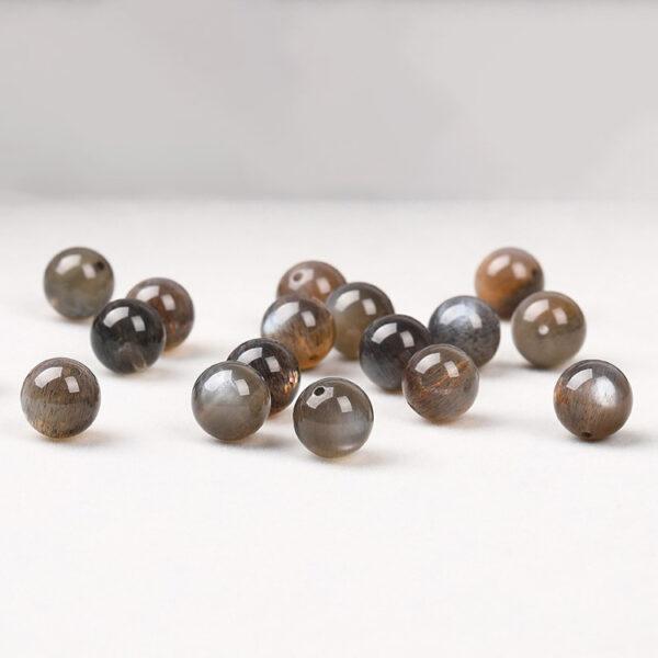 black gold sun stone bead, black bead, round bead, through hole bead, natural bead, genuine bead - Image 3
