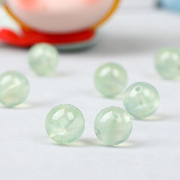 prehnite bead, green bead, clear bead, round bead, through hole bead, natural bead, genuine bead - Image 3