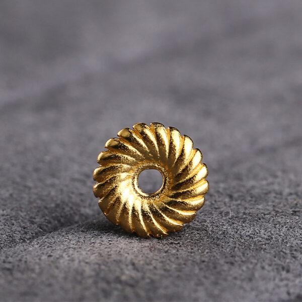 donut bead, spiral pattern bead, spacer bead, s925 sterling silver, sterling silver bead, golden bead, gild bead - Image 3