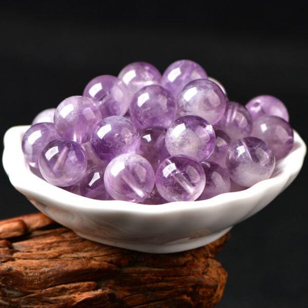 purple rutilated quartz bead, purple bead, clear bead, round bead, through hole bead, natural bead, genuine bead - Image 3
