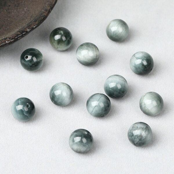 falcon eye bead, gray bead, round bead, through hole bead, natural bead, genuine bead - Image 3