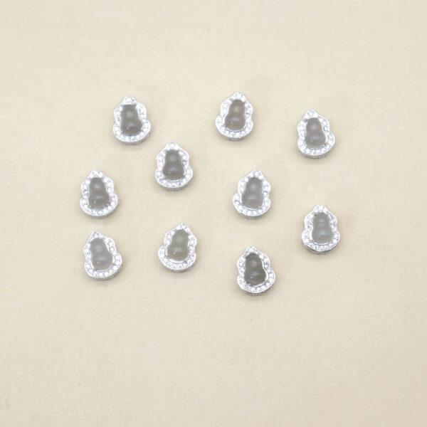 gourd bead, bezel bead, nephrite bead, gray purple bead, sterling silver bead, gild bead, golden bead, 2pcs / 5 pcs - Image 3