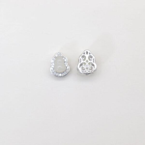 gourd bead, bezel bead, nephrite bead, white bead, sterling silver bead, gild bead, golden bead, 2pcs / 5 pcs - Image 3