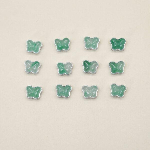 butterfly bead, bezel bead, quartz bead, green bead, sterling silver bead, gild bead, golden bead, 2pcs / 5 pcs - Image 3