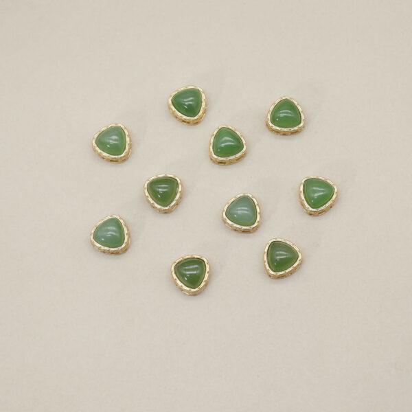 triangle bead, bezel bead, nephrite bead, green bead, sterling silver bead, gild bead, golden bead, 2pcs / 5 pcs - Image 3