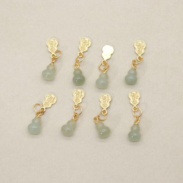 gourd charm, light green charm, nephrite charm, sterling silver charm, gild bead, golden charm, 2pcs / 5 pcs - Image 3