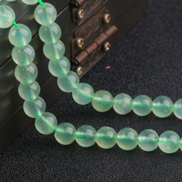 prehnite bead, green bead, yellow bead, round bead, through hole bead - Image 5