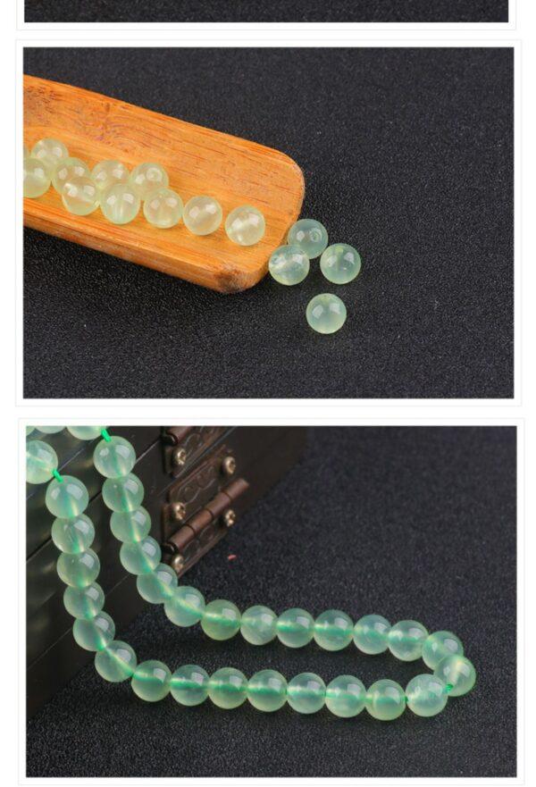 prehnite bead, green bead, yellow bead, round bead, through hole bead - Image 3