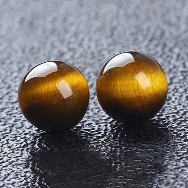 tiger's eye bead, tigerite bead, yellow bead, black bead, round bead, through hole bead - Image 3