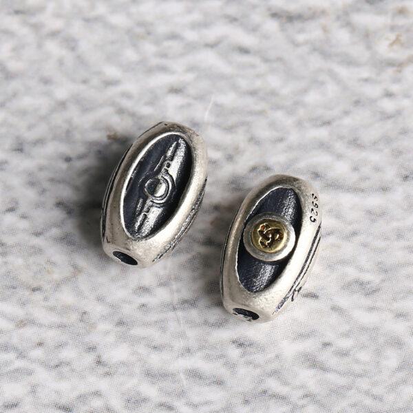 oval bead, retro bead, spacer bead, s925 sterling silver, silver bead, oxidized silver bead - Image 3