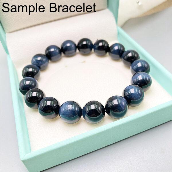 tiger's eye bead, tigerite bead, blue bead, black bead, round bead, through hole bead - Image 3