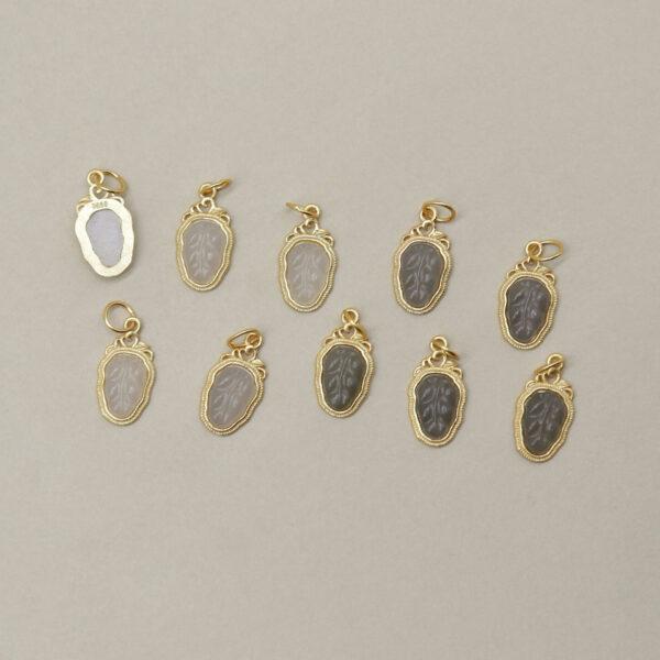 leaf charm, nephrite charm, purple charm, sterling silver charm, gild bead, golden charm, 2pcs / 5 pcs - Image 3