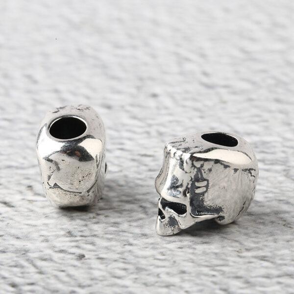 skull bead, spacer bead, s925 sterling silver, silver bead, oxidized silver bead - Image 3