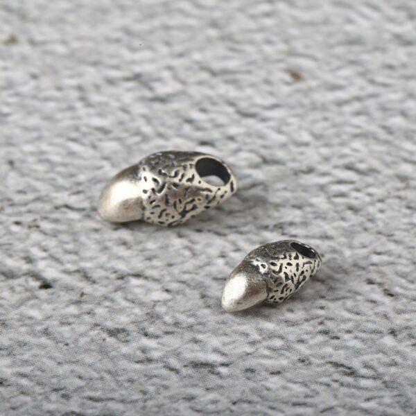 tiger tooth bead, spacer bead, s925 sterling silver, silver bead, oxidized silver bead - Image 3