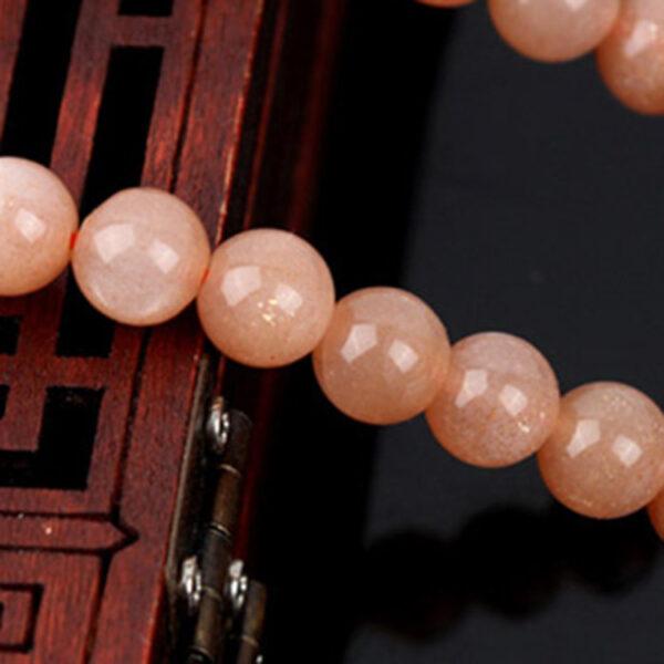 peach moonstone bead, orange moonstone bead, round bead, through hole bead - Image 3