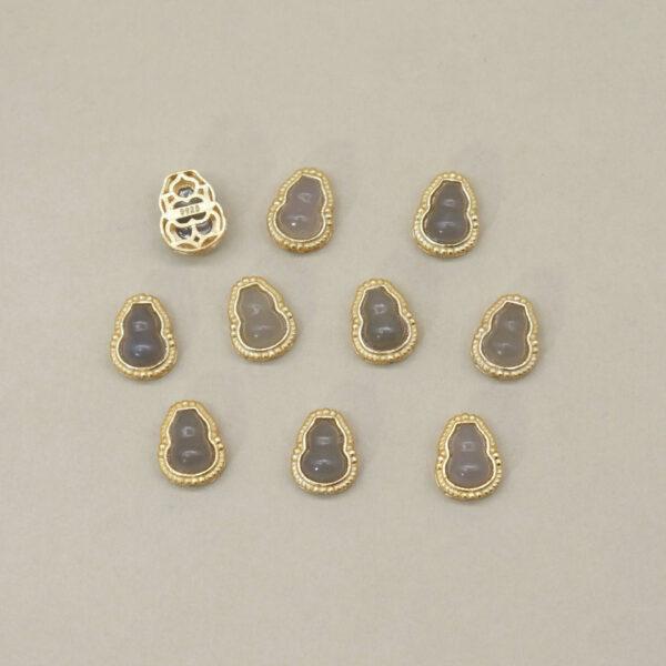 gourd bead, bezel bead, nephrite bead, gray purple bead, sterling silver bead, gild bead, golden bead, 2pcs / 5 pcs - Image 3