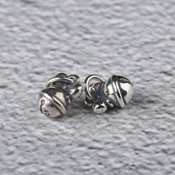 bell charm, s925 sterling silver, silver bead, silver charm, oxidized silver bead - Image 3