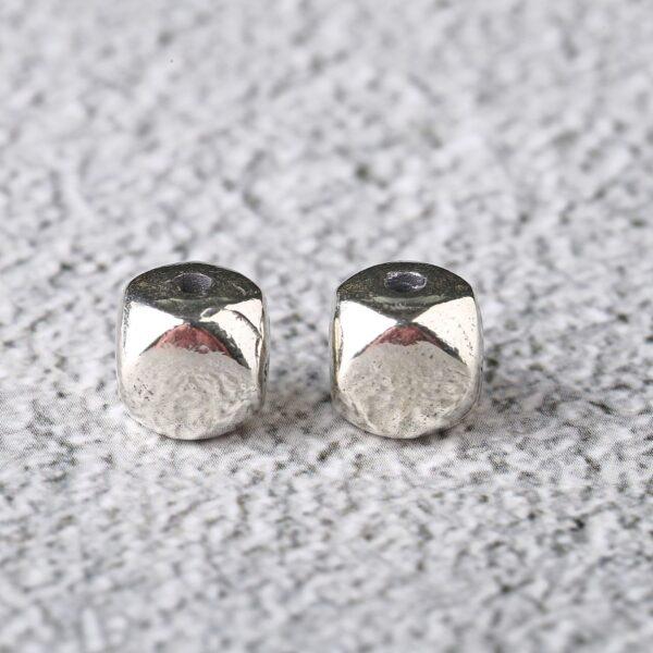 square bead, cube bead, simple smooth bead, spacer bead, s925 sterling silver, silver bead, oxidized silver bead - Image 3