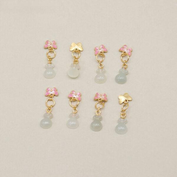 butterfly charm, nephrite charm, flower charm, enamel charm, sterling silver charm, gild bead, golden charm, 2pcs / 5 pcs - Image 3