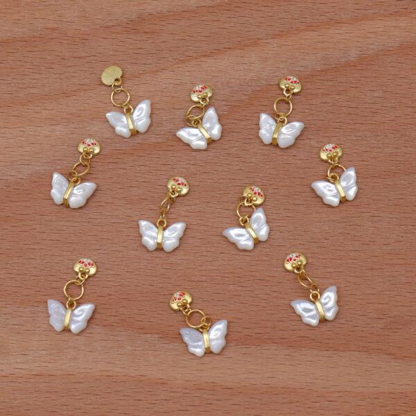 butterfly charm, shell charm, sterling silver charm, gild bead, golden charm, 2pcs / 5 pcs - Image 3
