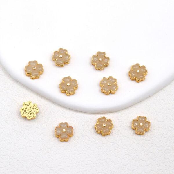 gourd bead, flower bead, bezel bead, nephrite bead, sterling silver bead, gild bead, golden bead, 2pcs / 5 pcs - Image 3