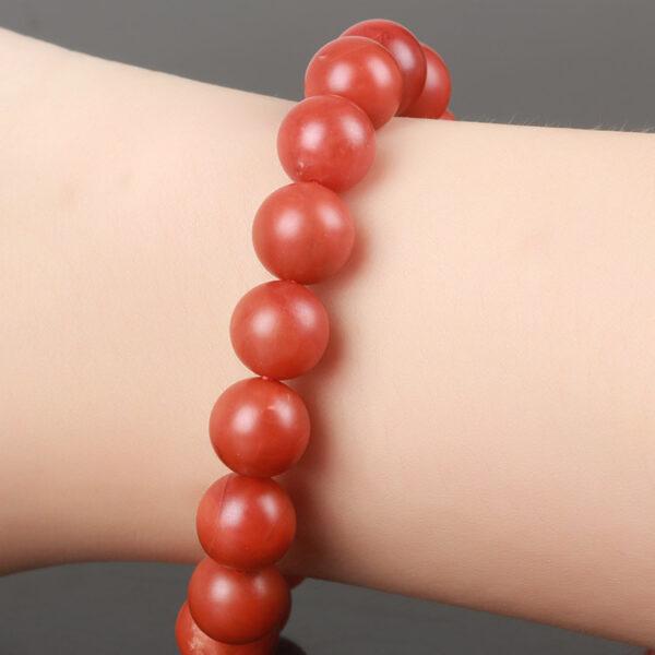 red agate bead, baoshan nanhong bead, round bead, through hole bead - Image 3