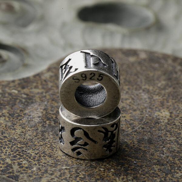 tube bead, Buddhist Six-Syllable Mantra bead, spacer bead, s925 sterling silver, silver bead, oxidized silver bead - Image 3