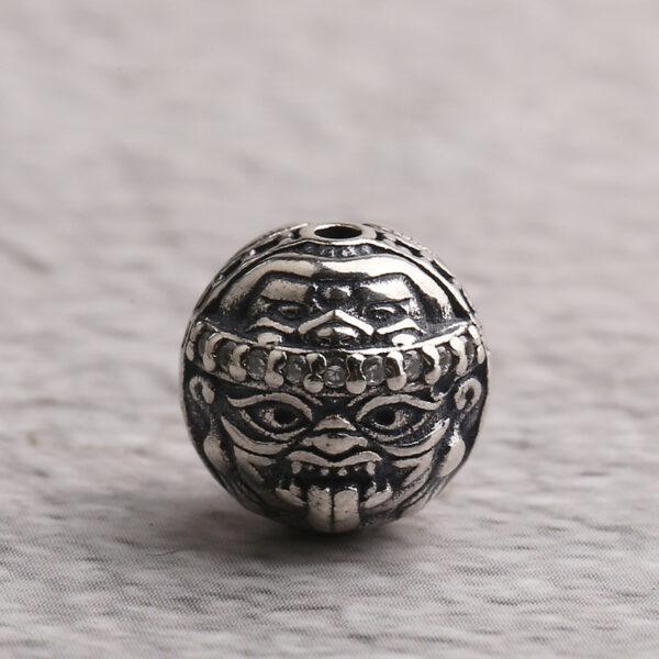 double faces bead, round bead, spacer bead, s925 sterling silver, silver bead, oxidized silver bead - Image 3