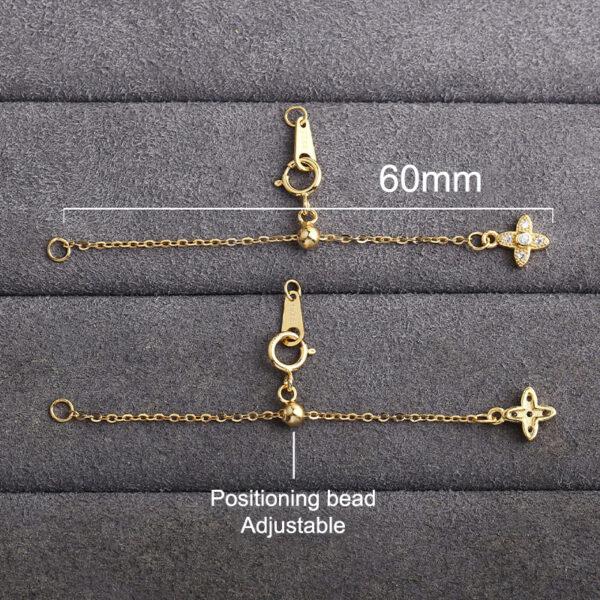 Four-leaf clover chain, Extender Chain, Bracelet Extender, Necklace Extender, s925 sterling silver, silver Extender, golden Chain, gild Extender - Image 3