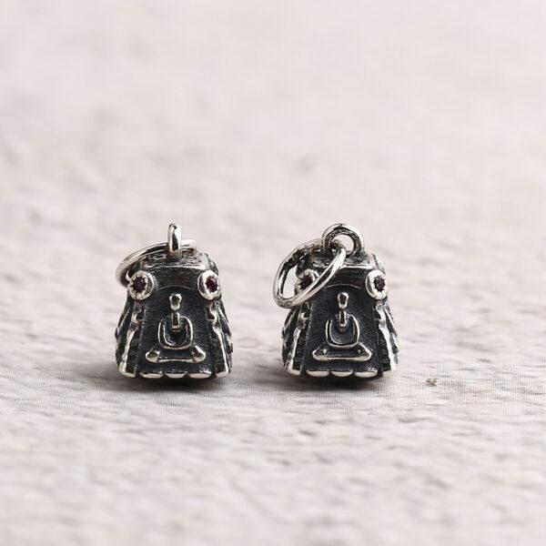 quadrangular pyramid charm, buddha pattern charm, s925 sterling silver, silver bead, silver charm, oxidized silver bead - Image 3