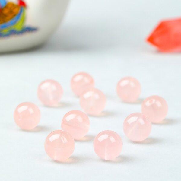 rose quartz bead, pink bead, round bead, through hole bead, natural bead, genuine bead - Image 3