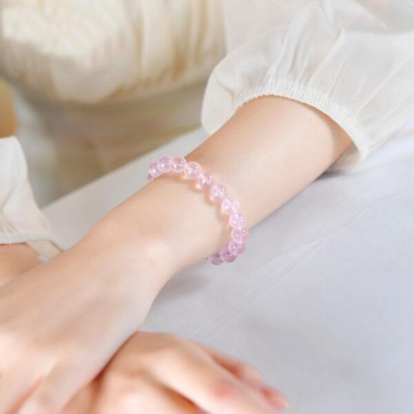 rose quartz bead, icy pink bead, round bead, through hole bead, natural bead, genuine bead - Image 3
