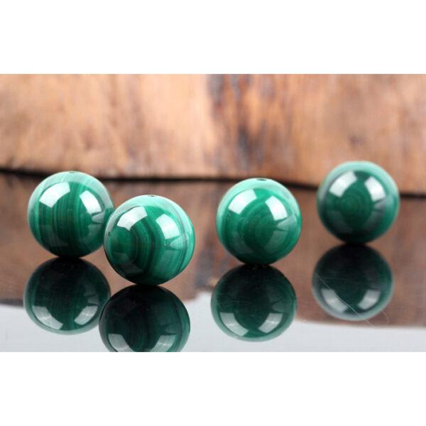 malachite bead, green stripes bead, round bead, through hole bead - Image 3