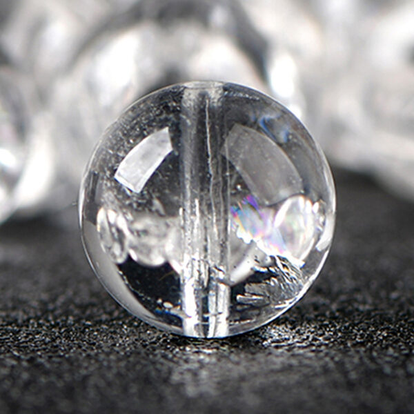 clear quartz bead, inner icy crack bead, round bead, through hole bead, natural bead, genuine bead - Image 3