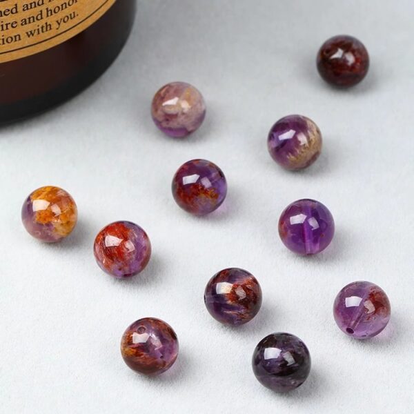 amethyst phantom quartz bead, purple bead, round bead, through hole bead, natural bead, genuine bead - Image 3
