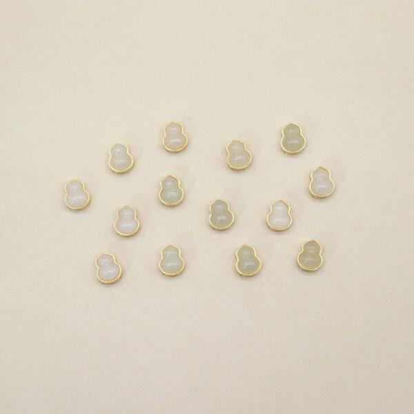 gourd bead, bezel bead, nephrite bead, white bead, sterling silver bead, gild bead, golden bead, 2pcs / 5 pcs - Image 3