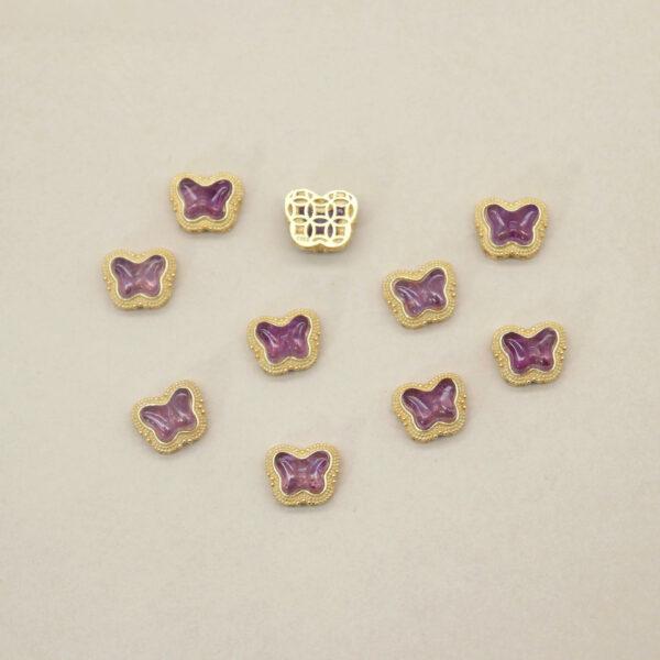 butterfly bead, bezel bead, amethyst bead, purple bead, sterling silver bead, gild bead, golden bead, 2pcs / 5 pcs - Image 3