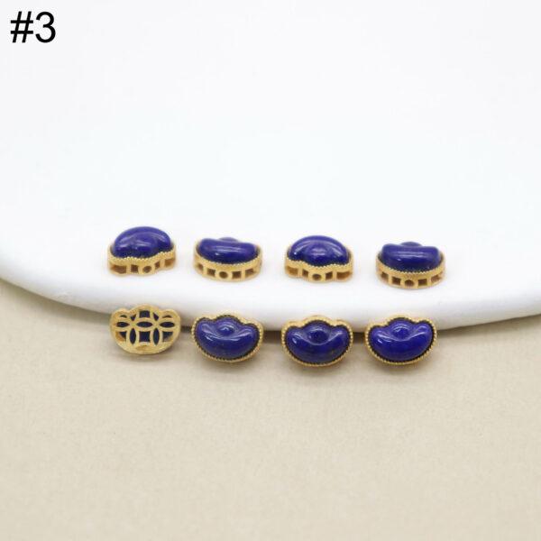 square bead, pixiu bead, bezel bead, lazurite bead, lazurite charm, blue bead, sterling silver bead, gild bead, golden bead, 2pcs / 5 pcs - Image 4