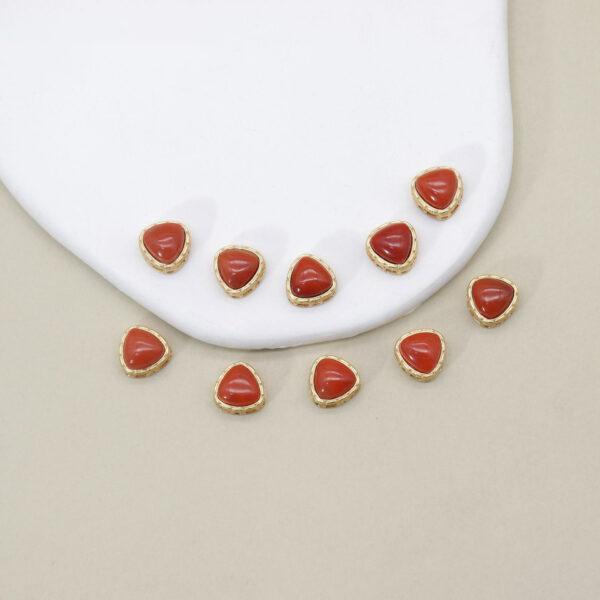 triangle bead, bezel bead, agate bead, red bead, sterling silver bead, gild bead, golden bead, 2pcs / 5 pcs - Image 4