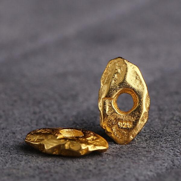 irregular bead, meteorite shape bead, spacer bead, s925 sterling silver, sterling silver bead, golden bead, gild bead - Image 4