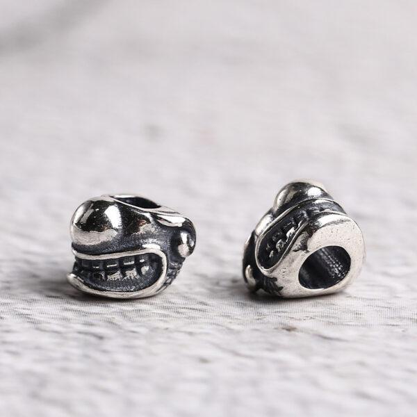 laughing clown bead, spacer bead, s925 sterling silver, silver bead, oxidized silver bead - Image 4