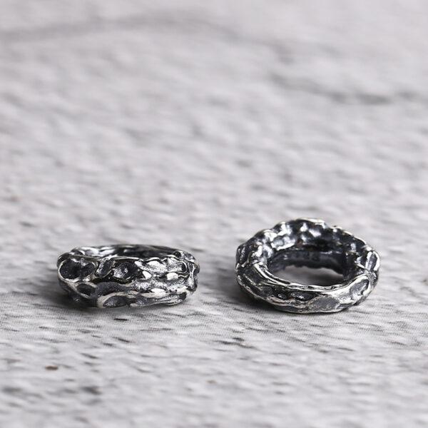bumpy surface bead, ring bead, spacer bead, s925 sterling silver, silver bead, oxidized silver bead - Image 4
