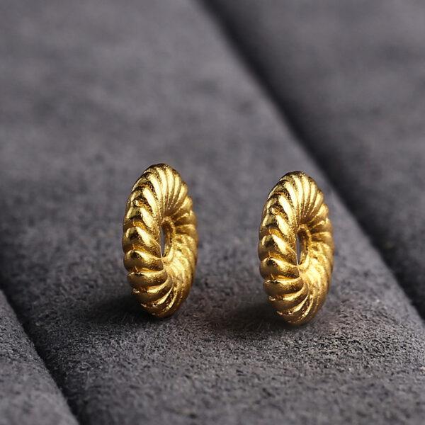 donut bead, spiral pattern bead, spacer bead, s925 sterling silver, sterling silver bead, golden bead, gild bead - Image 4