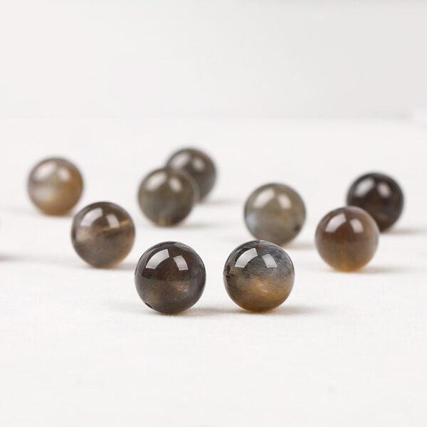 black gold sun stone bead, black bead, round bead, through hole bead, natural bead, genuine bead - Image 4