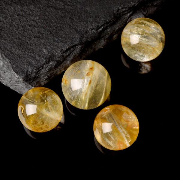 yellow hematite quartz bead, yellow bead, clear bead, round bead, through hole bead, natural bead, genuine bead - Image 4