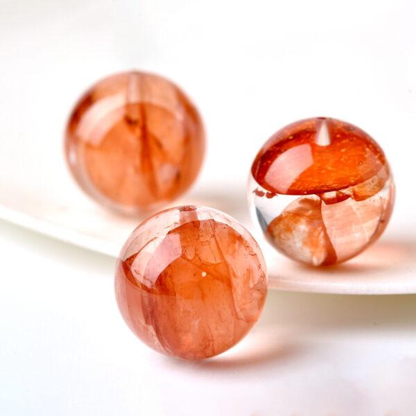 red hematite quartz bead, red bead, clear bead, round bead, through hole bead, natural bead, genuine bead - Image 4