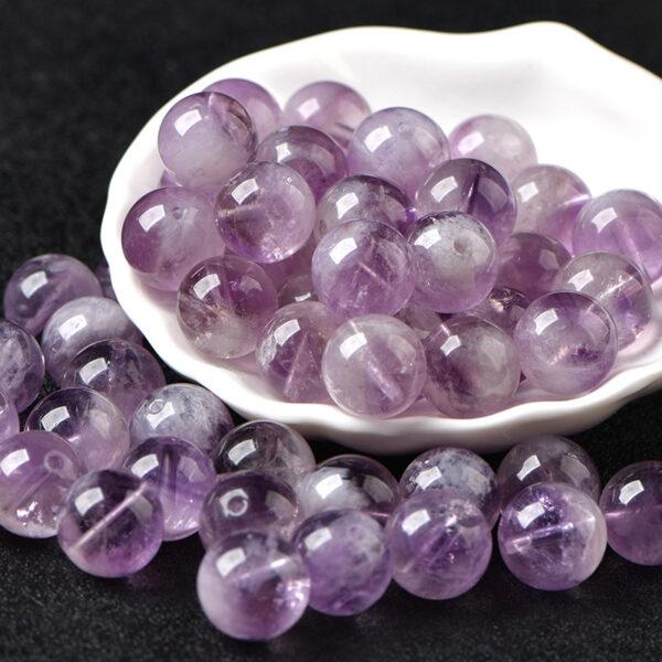 purple rutilated quartz bead, purple bead, clear bead, round bead, through hole bead, natural bead, genuine bead - Image 4